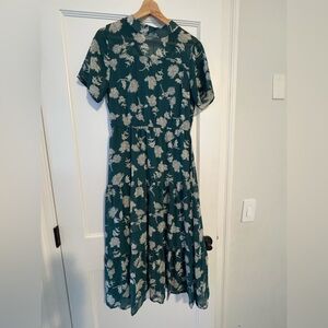 Lulu's Teal Floral Maxi Dress